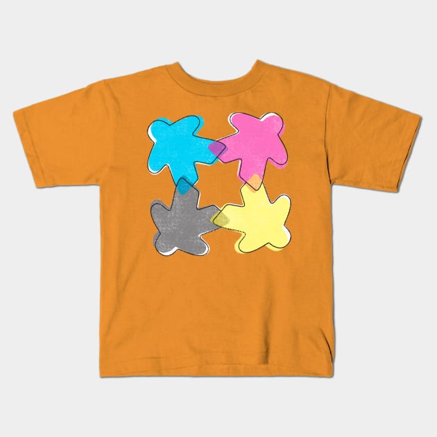 CMYK Meeple Kids T-Shirt by east coast meeple